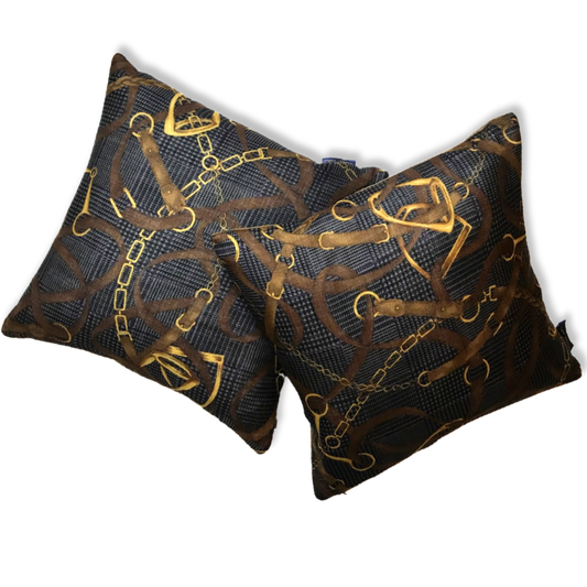 Vintage Ralph Lauren Pillow Prince of Wales Tartan Equestrian Vintage Scarf Pillows 17" at Vintage Luxe Up