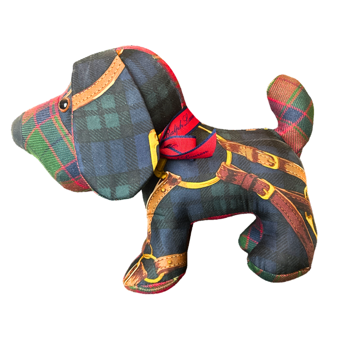 Ralph Lauren Black Watch Tartan Scarf Patchwork Puppy at Vintage Luxe Up