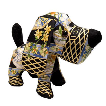Chinoiserie Temple Jar Noir Vintage Silk Scarf Loyal Puppy