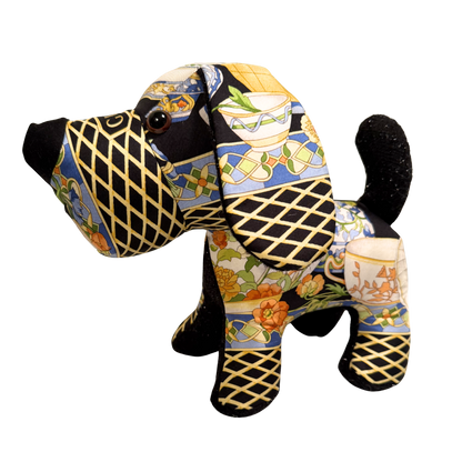 Chinoiserie Temple Jar Noir Vintage Silk Scarf Loyal Puppy