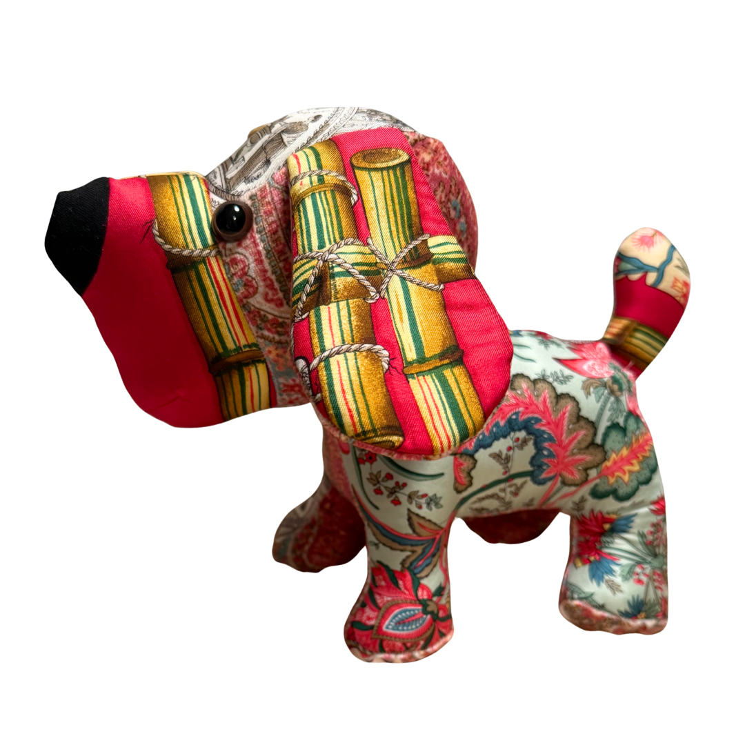 Floral Bamboo Vintage Silk Scarf Loyal Puppy