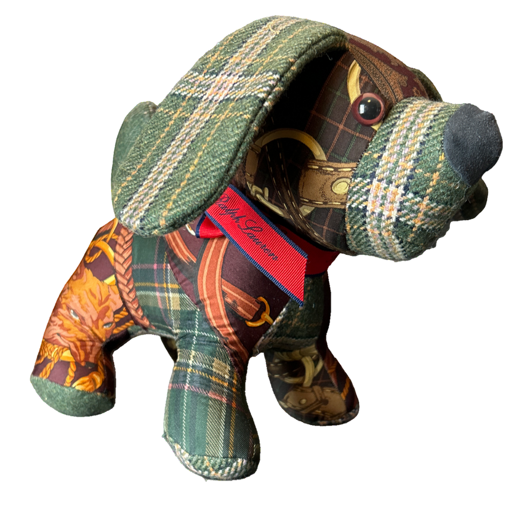 Ralph Lauren Fox Hunt Equestrian Scarf Patchwork Puppy at Vintage