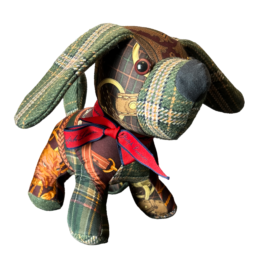 Ralph Lauren Fox Hunt Equestrian Scarf Patchwork Puppy at Vintage Luxe Up