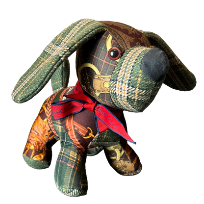 Ralph Lauren Fox Hunt Equestrian Scarf Patchwork Puppy at Vintage Luxe Up
