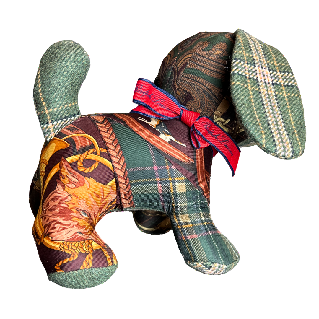 Ralph Lauren Fox Hunt Equestrian Scarf Patchwork Puppy at Vintage Luxe Up