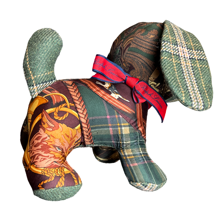 Ralph Lauren Fox Hunt Equestrian Scarf Patchwork Puppy at Vintage Luxe Up