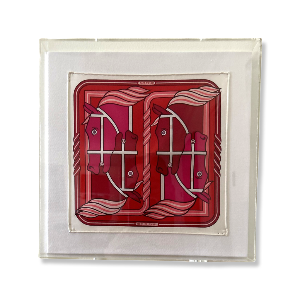 HERMES Quadrige II Vintage Acrylic Shadow Box Framed hermes scarf