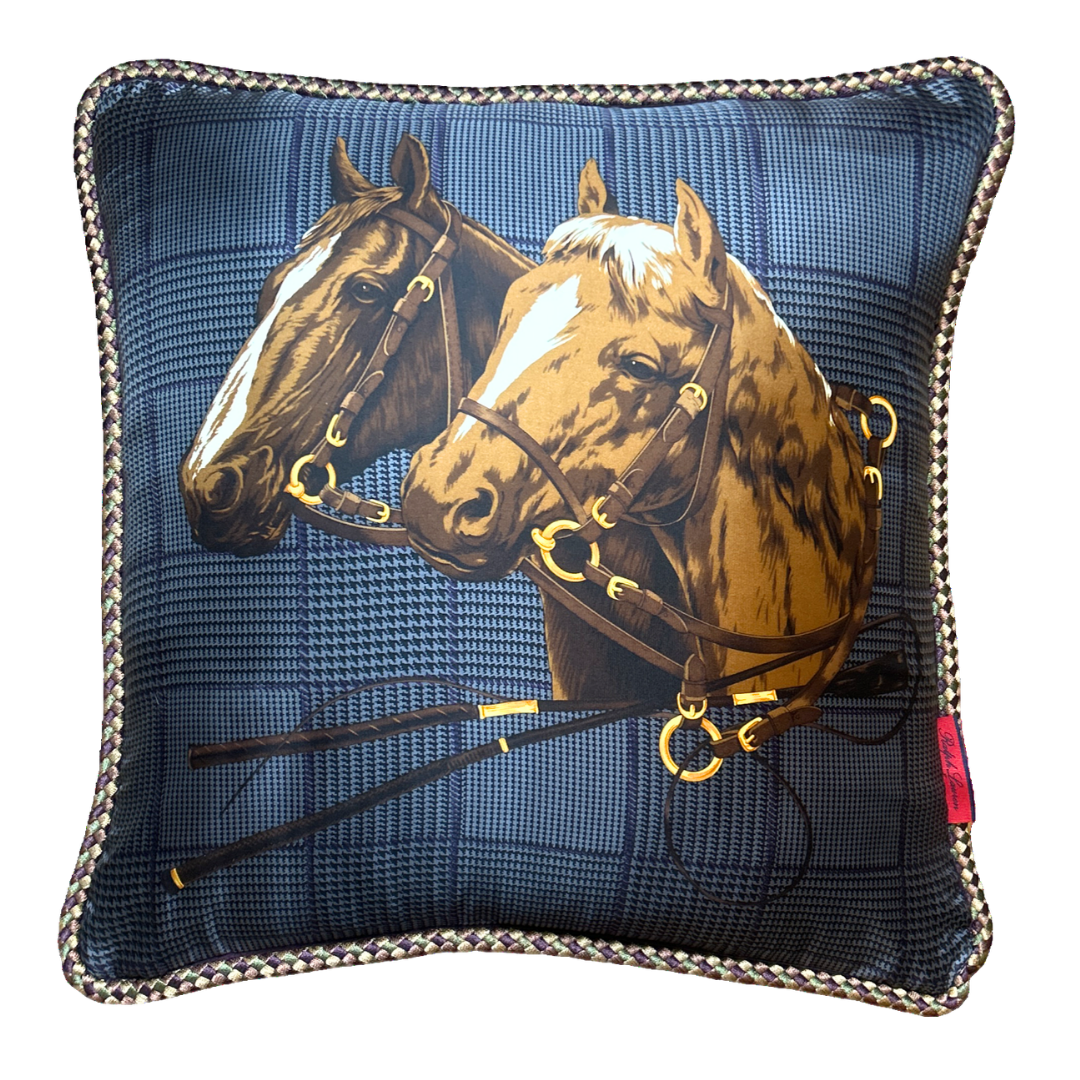 Prince of Wales Equestrian Horses Silk Scarf Pillow 24"
