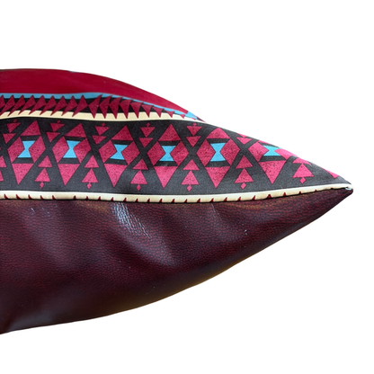 Aztec Print Vintage Silk Scarf Pillow 28"