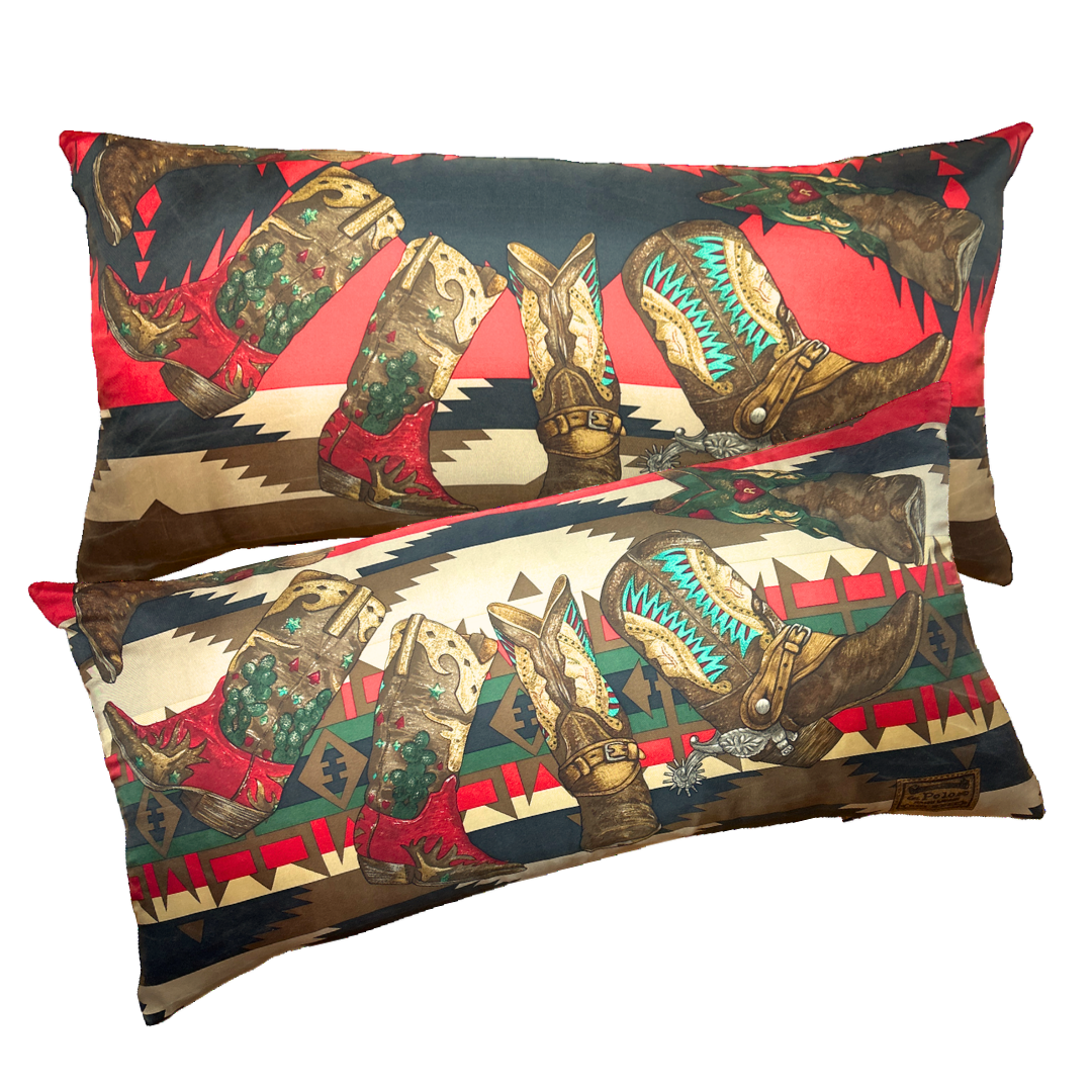 RALPH LAUREN Cowboy Boots Silk Scarf Pillows Decorative Throw Pillow Decorative Pillow