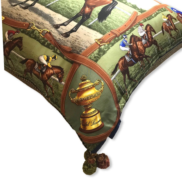 Race Day Vintage Silk Scarf Pillow 30"