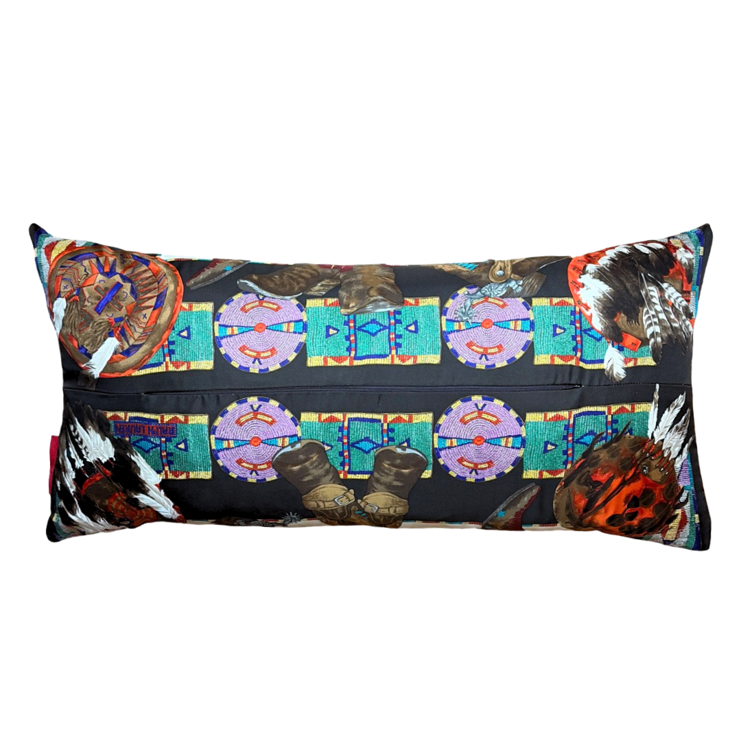 Cowboy Boots Vintage Silk Scarf Pillow 35"