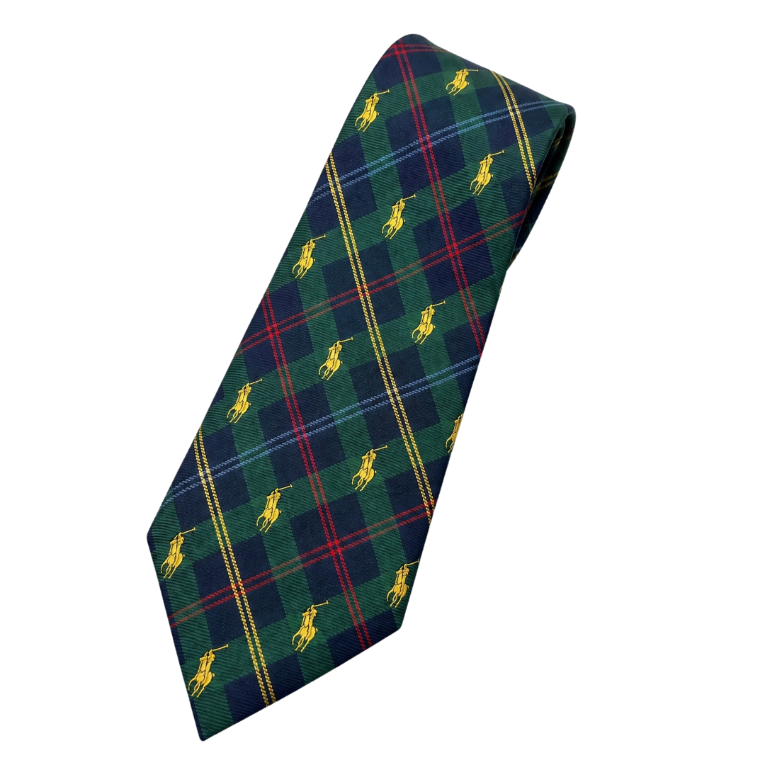Ralph Lauren tartan polo pony necktie