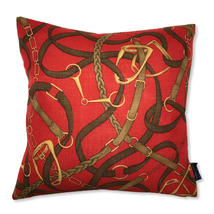 Red Equestrian Tartan Scarf Pillows 18"