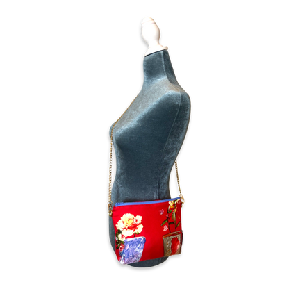 Vintage Gucci Crossbody Bag Red Floral Vintage Silk Scarf Crossbody Bag at Vintage Luxe Up
