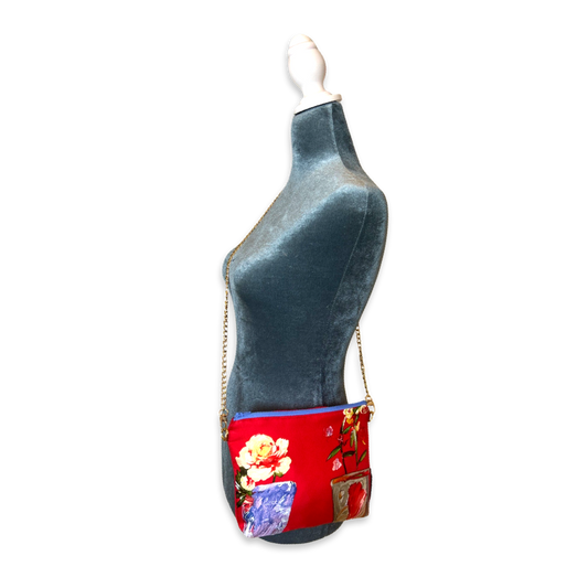 Vintage Gucci Crossbody Bag Red Floral Vintage Silk Scarf Crossbody Bag at Vintage Luxe Up