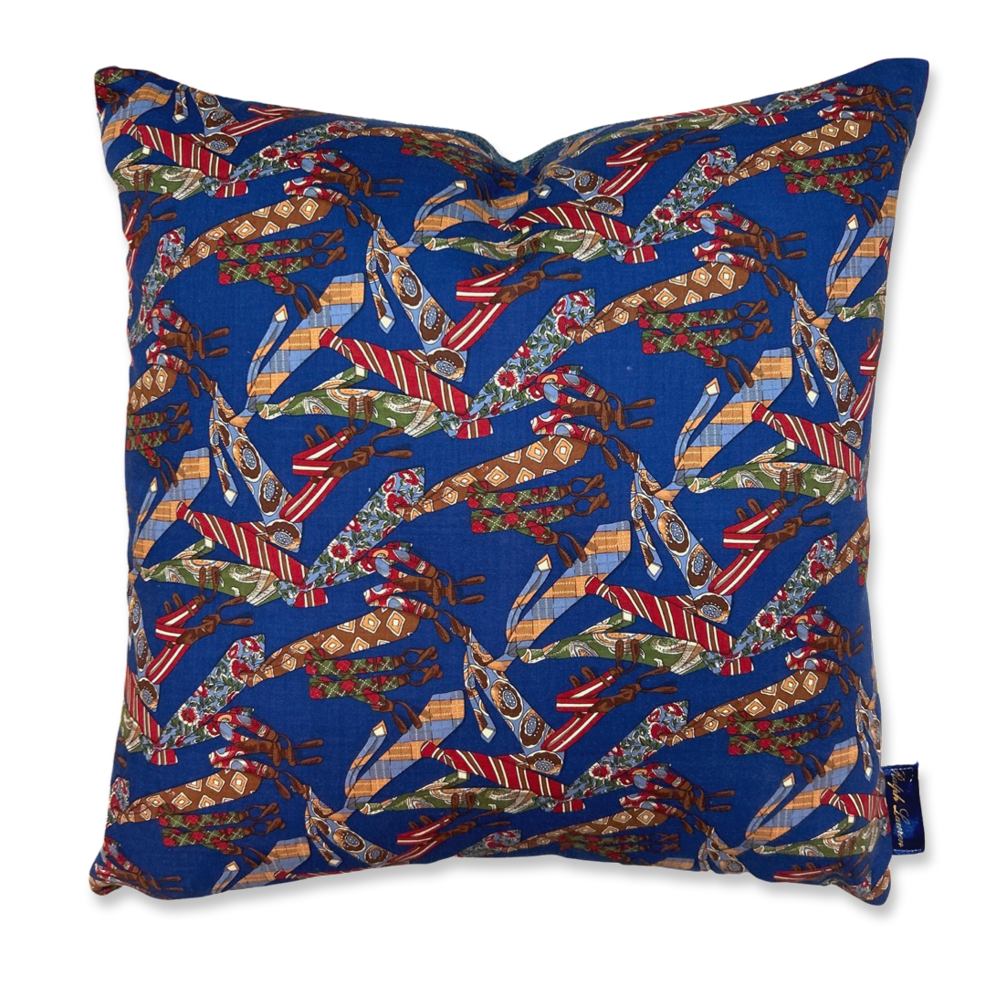 Vintage Ralph Lauren Pillow Retro Neckties Vintage Cotton Scarf Pillow 20" at Vintage Luxe Up