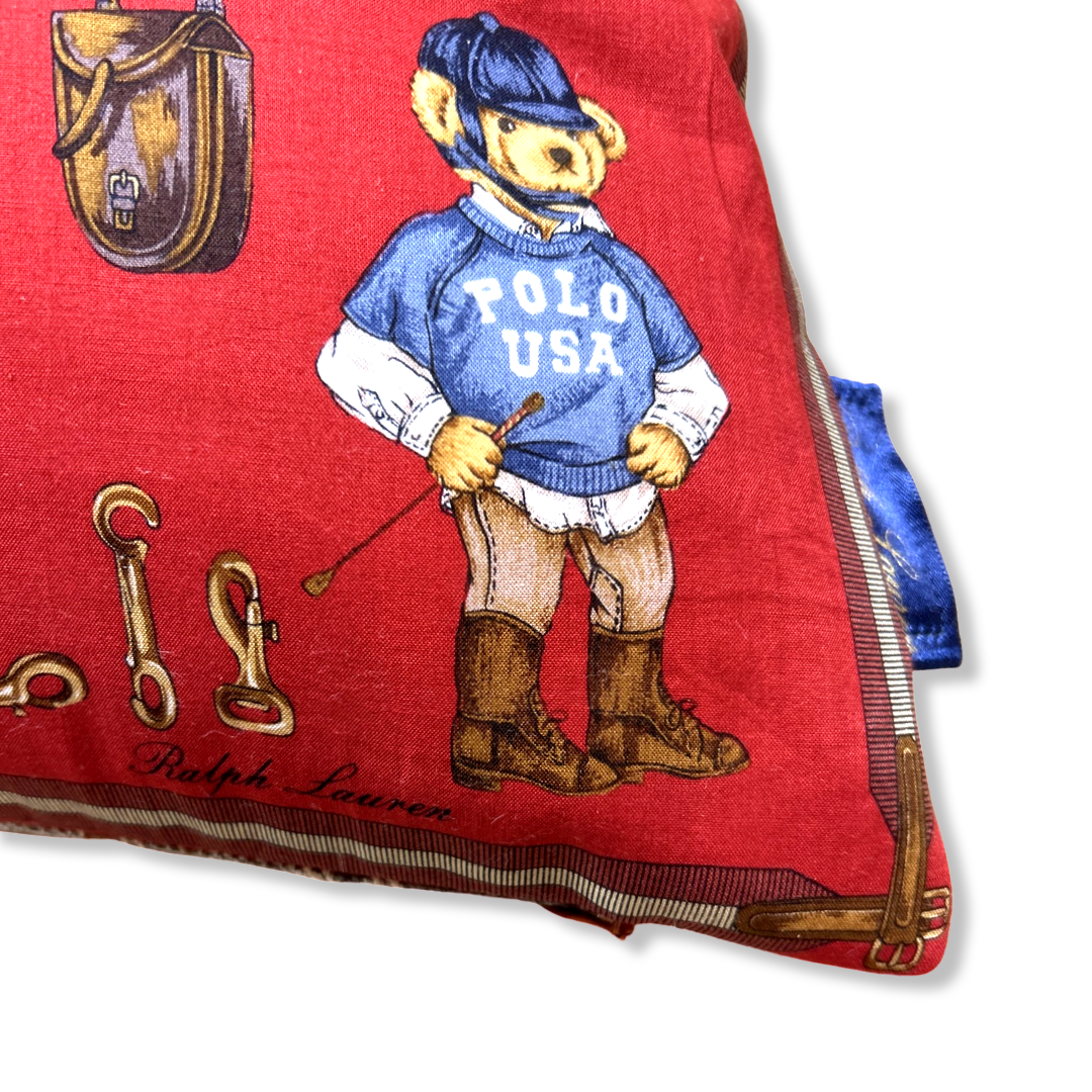 Retro Polo Bear Vintage Cotton Scarf Pillow 20"