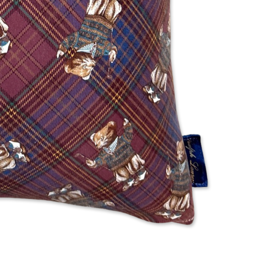Retro Polo Golf Bear Vintage Cotton Scarf Pillow 20"