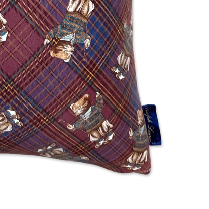 Retro Polo Golf Bear Vintage Cotton Scarf Pillow 20"