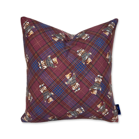 Vintage Ralph Lauren Pillow Retro Polo Golf Bear Vintage Cotton Scarf Pillow 20" at Vintage Luxe Up