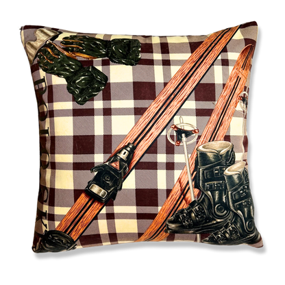 Vintage Ralph Lauren Pillow Retro Polo Ski Vintage Cotton Scarf Pillow 20" at Vintage Luxe Up
