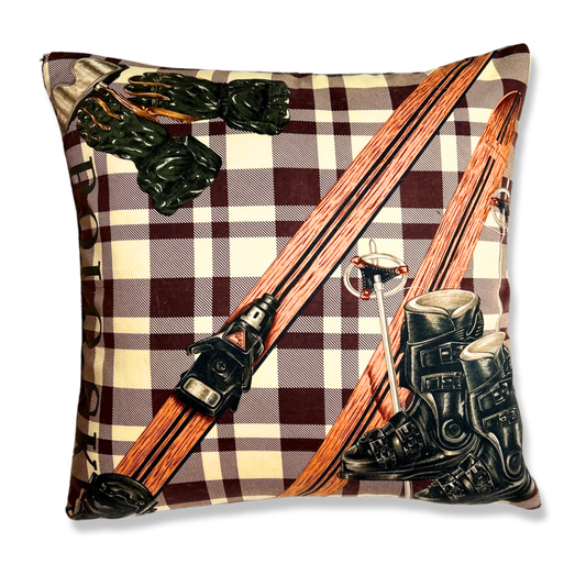 Vintage Ralph Lauren Pillow Retro Polo Ski Vintage Cotton Scarf Pillow 20" at Vintage Luxe Up