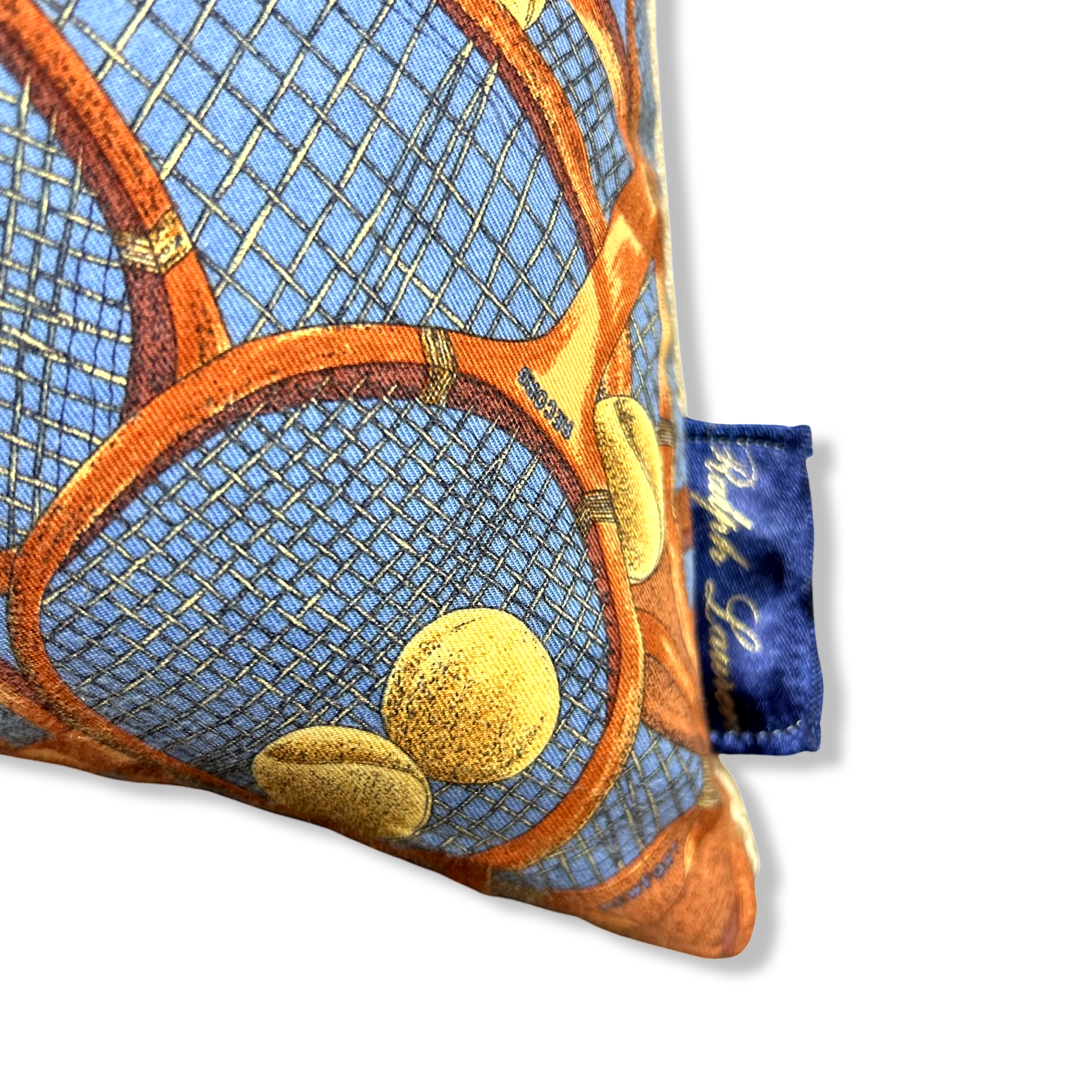 Retro Tennis Racket Vintage Cotton Scarf Pillow 20"