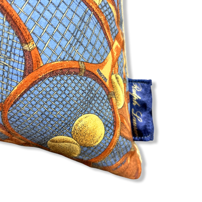 Retro Tennis Racket Vintage Cotton Scarf Pillow 20"