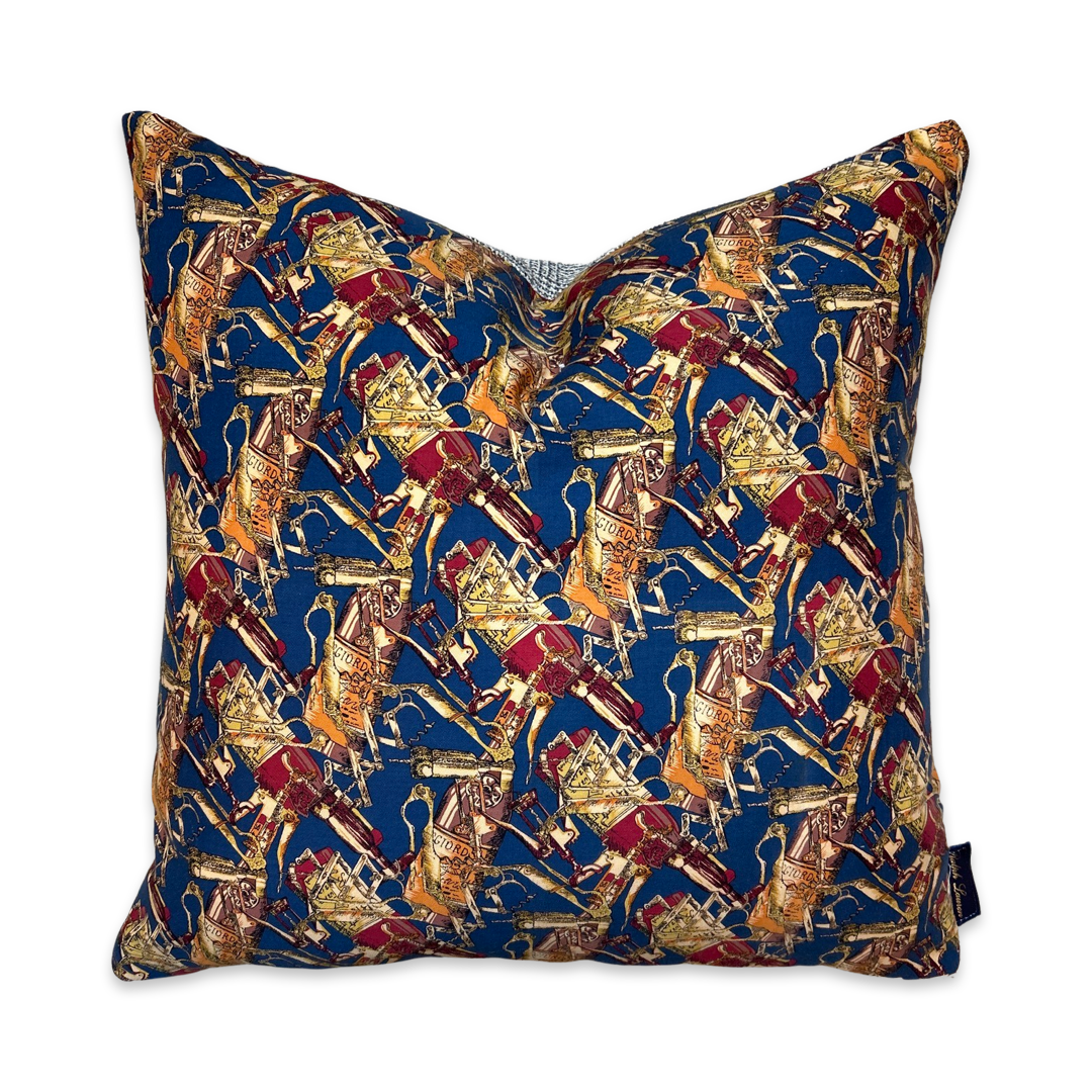 Vintage Ralph Lauren Pillow Retro Wine Lover Vintage Cotton Scarf Pillow 20" at Vintage Luxe Up