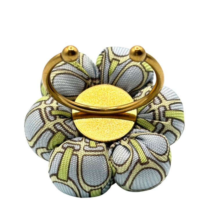 Stirrup Print Floral Vintage Silk Necktie Ring