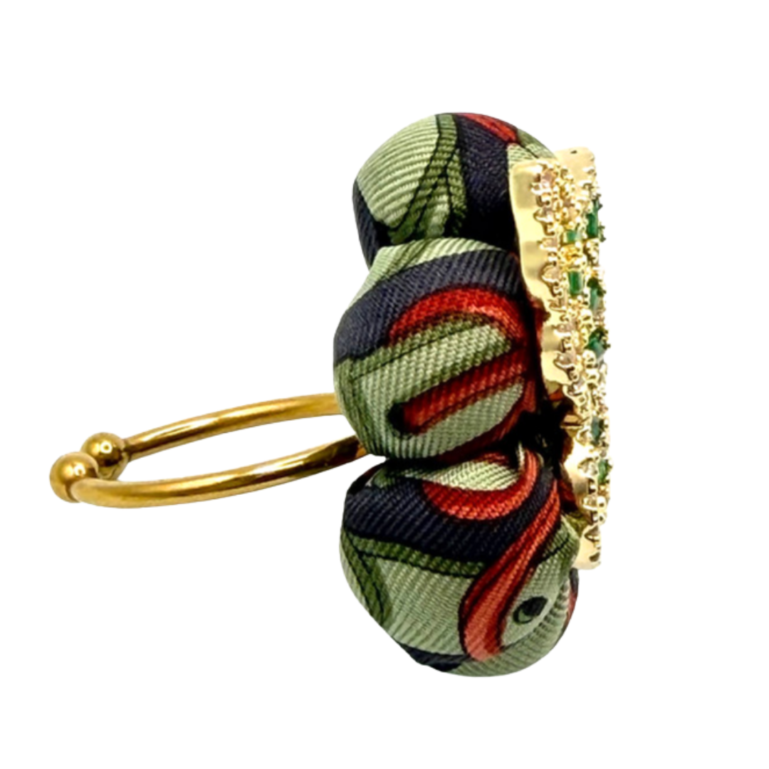 Butterfly Belt Print Vintage Silk Necktie Ring