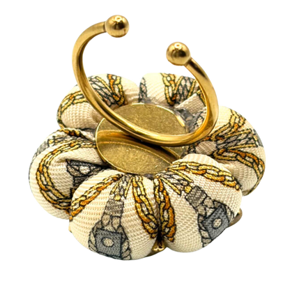 CC Chain Print Bumblebee Vintage Silk Necktie Ring