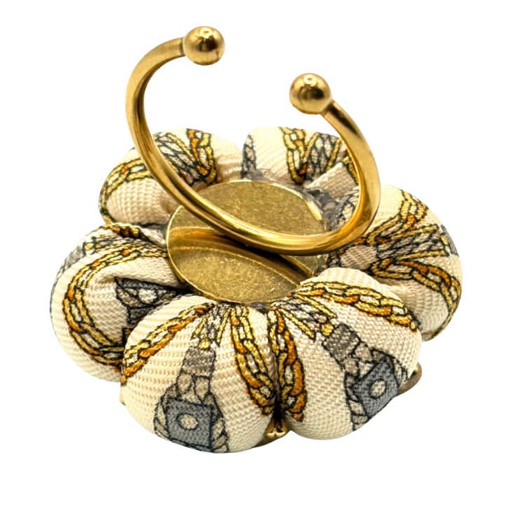 CC Chain Print Bumblebee Vintage Silk Necktie Ring