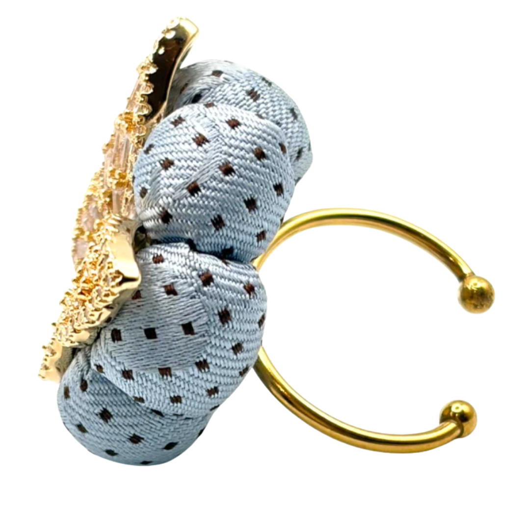 Dot Butterfly Vintage Silk Necktie Ring