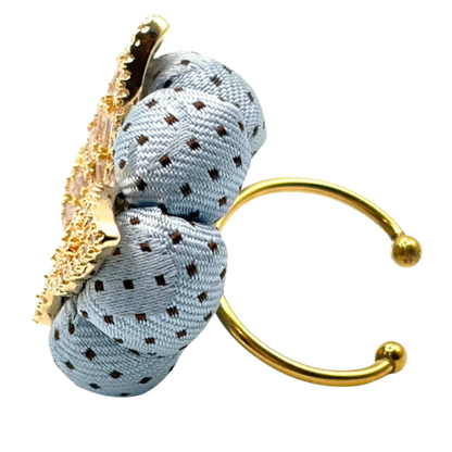 Dot Butterfly Vintage Silk Necktie Ring