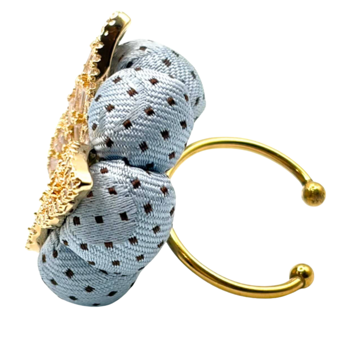 Dot Butterfly Vintage Silk Necktie Ring