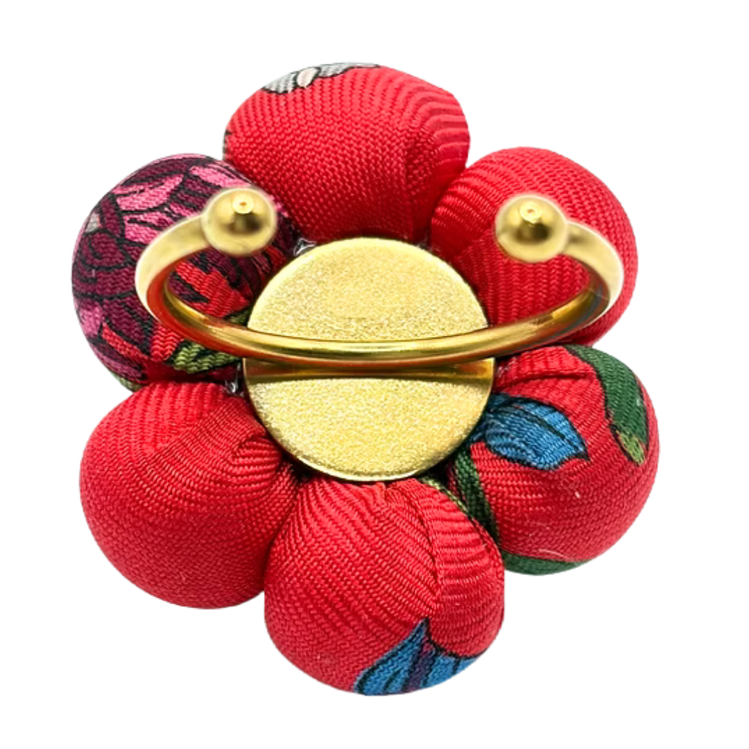 Flora Red Ladybug Vintage Silk Necktie Ring