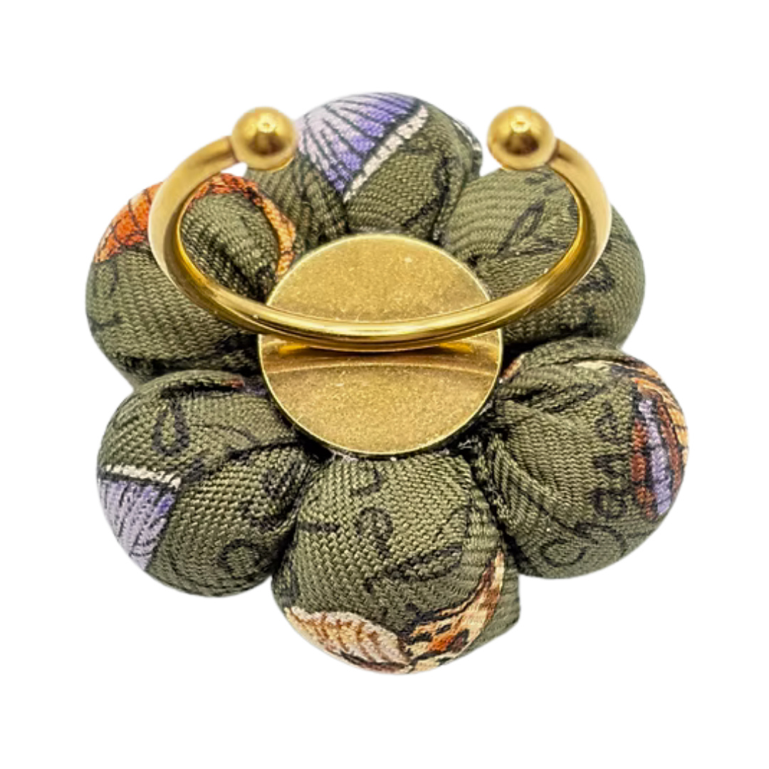 Butterfly Print Vintage Silk Necktie Ring