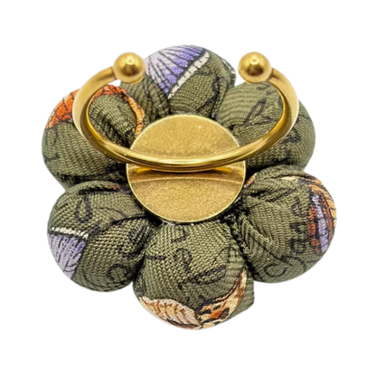 Butterfly Print Vintage Silk Necktie Ring