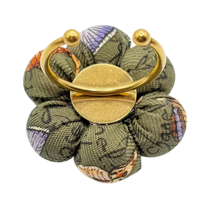 Butterfly Print Vintage Silk Necktie Ring