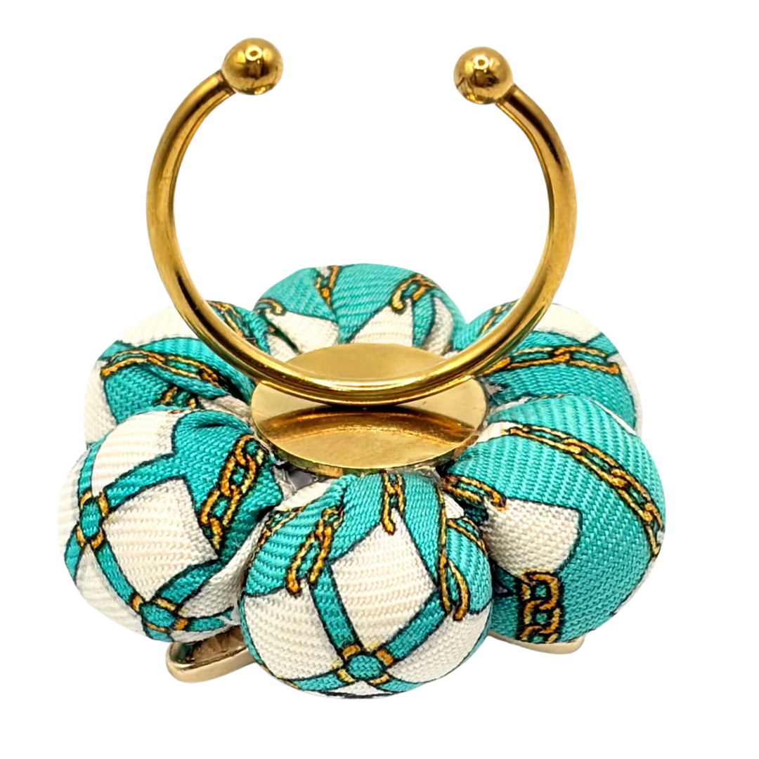 CC Jade Link Butterfly Vintage Silk Necktie Ring