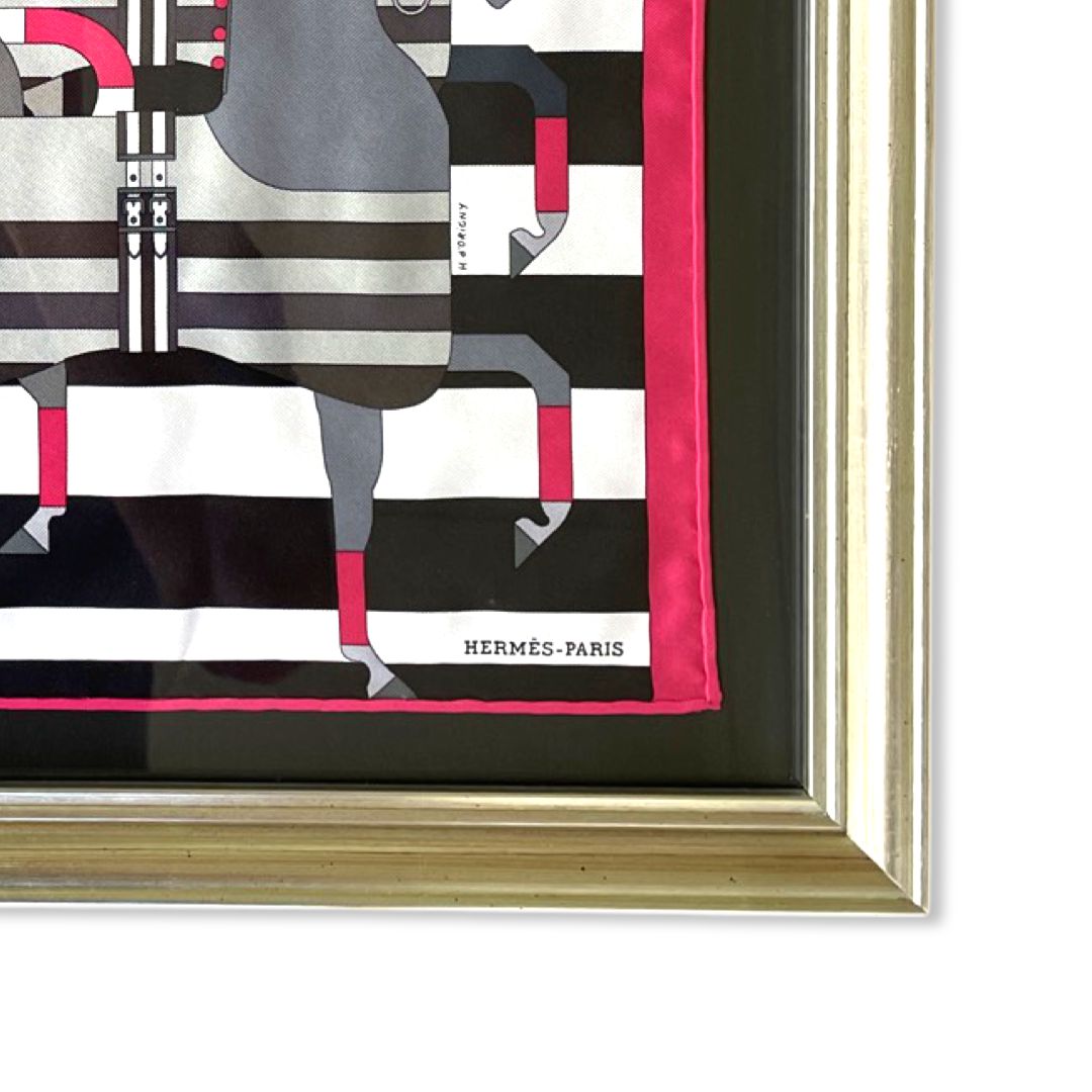 Rocabar Noir Framed Vintage Silk Scarf 20"