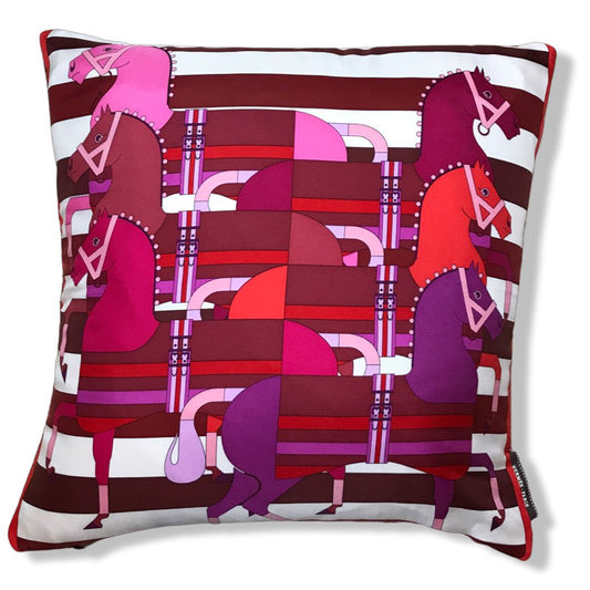 Vintage Hermes Pillow Rocabar Vintage Silk Scarf Pillow 17" at Vintage Luxe Up