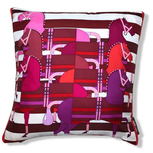 Vintage Hermes Pillow Rocabar Vintage Silk Scarf Pillow 17" at Vintage Luxe Up