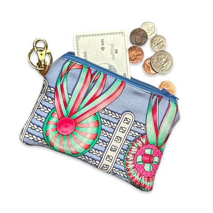 Vintage Hermes keychain bag Rubans du Cheval Blue Coffee Run Keychain Bag at Vintage Luxe Up