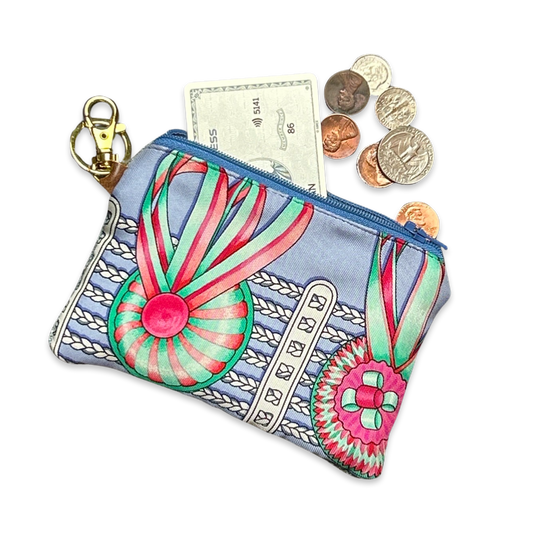 Vintage Hermes keychain bag Rubans du Cheval Blue Coffee Run Keychain Bag at Vintage Luxe Up