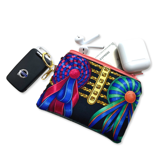 Vintage Hermes keychain bag Rubans du Cheval Noir Coffee Run Keychain Bag at Vintage Luxe Up