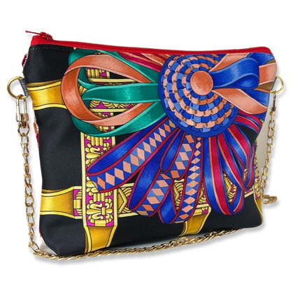Vintage Hermes Crossbody Bag Rubans du Cheval Noir Vintage Silk Scarf Crossbody Bag at Vintage Luxe Up