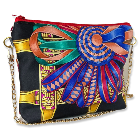 Vintage Hermes Crossbody Bag Rubans du Cheval Noir Vintage Silk Scarf Crossbody Bag at Vintage Luxe Up